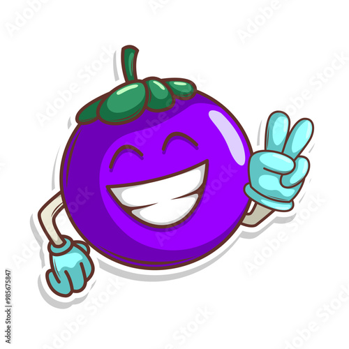 Funny doodle fruit cartoon with cute expression