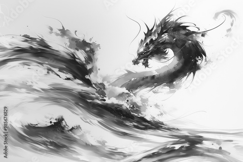 Chinese ink dragon painting