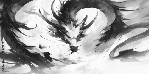 Chinese ink dragon painting