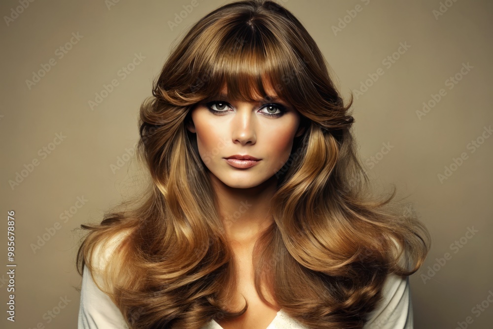 Fluffy, Farrah-inspired locks with layers, volume, and wispy bangs evoke the free-spirited vibe of the 1970s. Fluffy, Farrah-inspired locks with layers, volume, and wispy bangs evoke the free-spirited vibe of the 1970s.