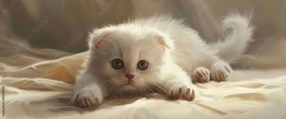 Obraz premium White Kitten Scottish fold