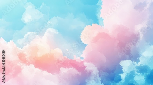 watercolor pastel pink with tranquil sky blue transparent background