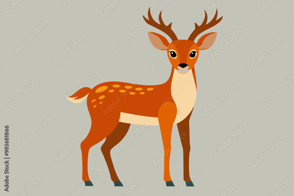 Fototapeta premium Deer animal icons set cartoon vector. Cute spotted forest deer. Wild nature