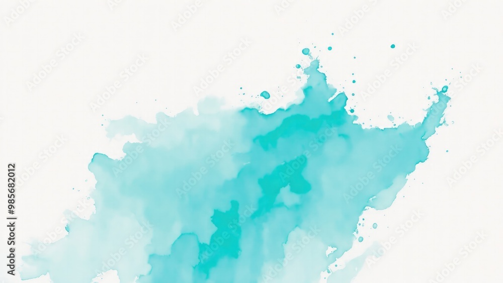 Obraz premium Cyan Watercolor Brush Strokes on Clean White Background