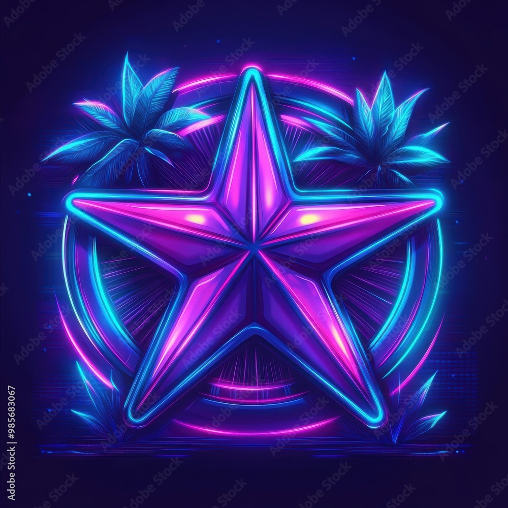 Starfish in Synthwave style, surrounded by neon colors and retro-futuristic elements, creating a vibrant, nostalgic scene. Starfish in Synthwave style, surrounded by neon colors and retro-futuristic elements, creating a vibrant, nostalgic scene.
