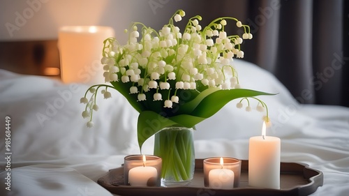 lily of the valley on the bed