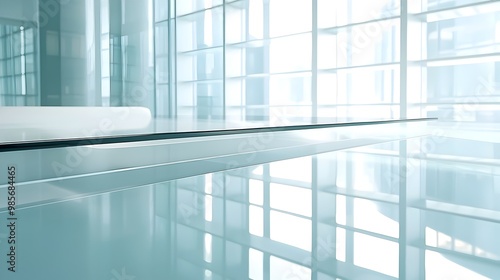 Elegant Corporate Glass Desk Background with Polished Reflections