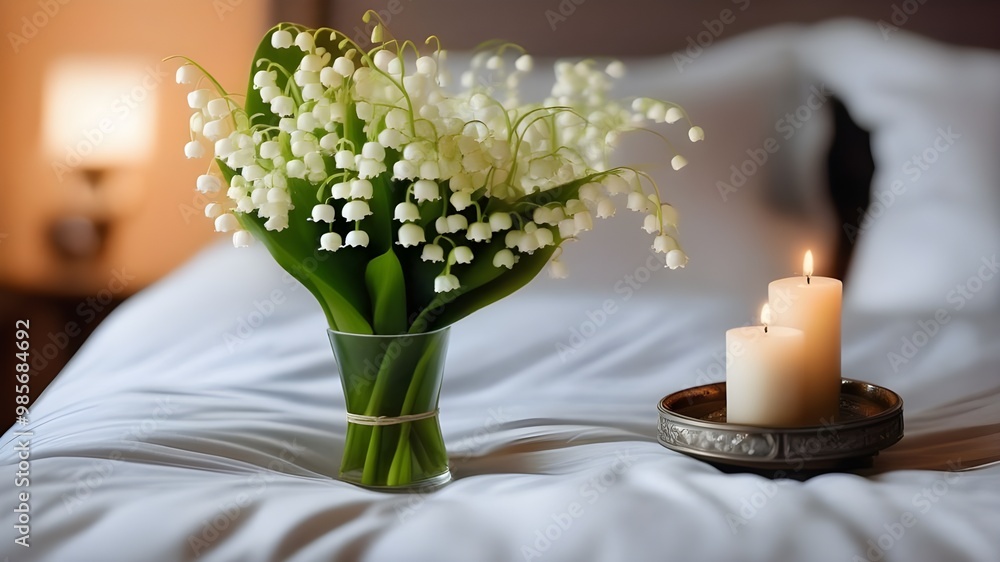 Obraz premium lily of the valley on the bed
