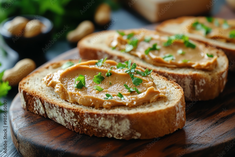 Peanut Butter Toast with Parsley. Peanut Butter Toast with Parsley.