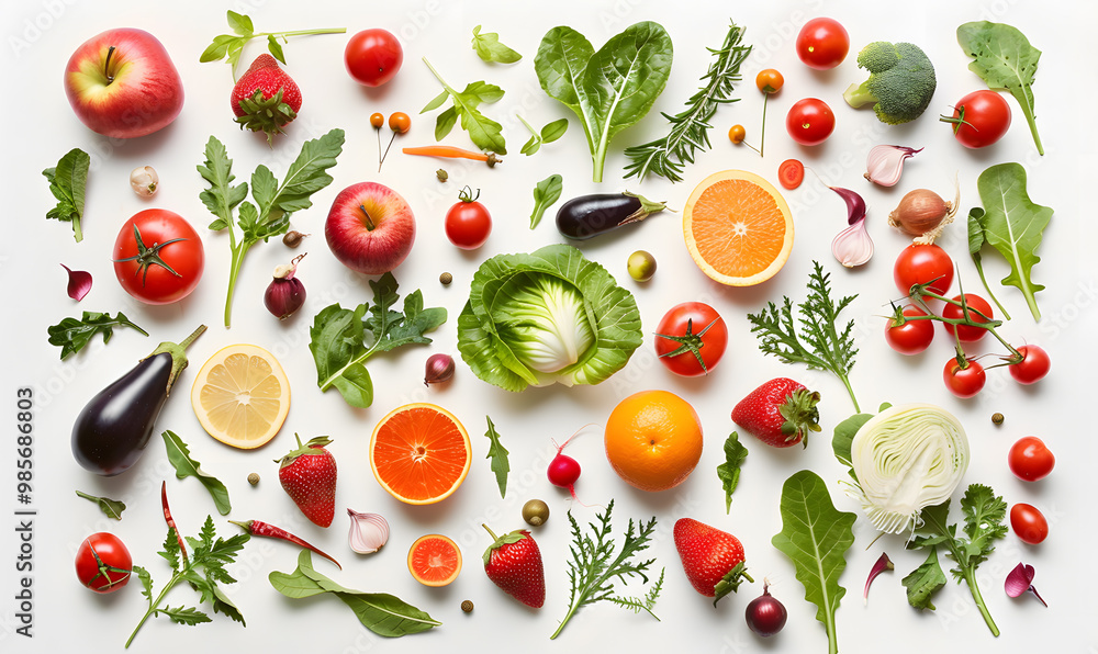 vegetable and fruits photo or illustrator on white background