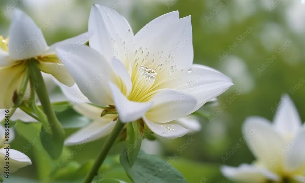 A cluster of magnolia blooms, their large petals glistening after a spring rain A cluster of magnolia blooms, their large petals glistening after a spring rain