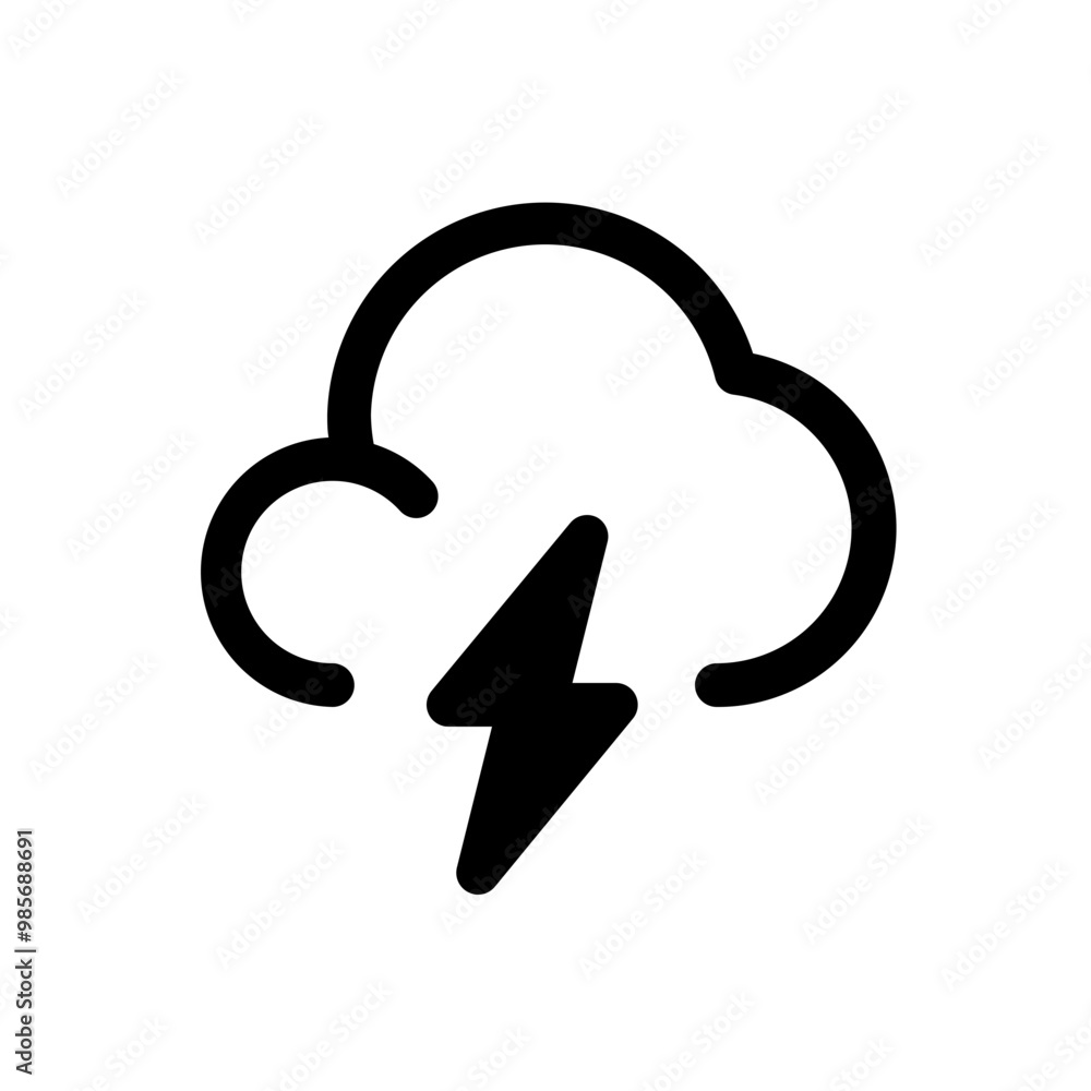 Thunderstorm Cloud Icon with Lightning Bolt, cloud with lightning bolt icon. ideal for weather, forecast, and climate themes Thunderstorm Cloud Icon with Lightning Bolt, cloud with lightning bolt icon. ideal for weather, forecast, and climate themes