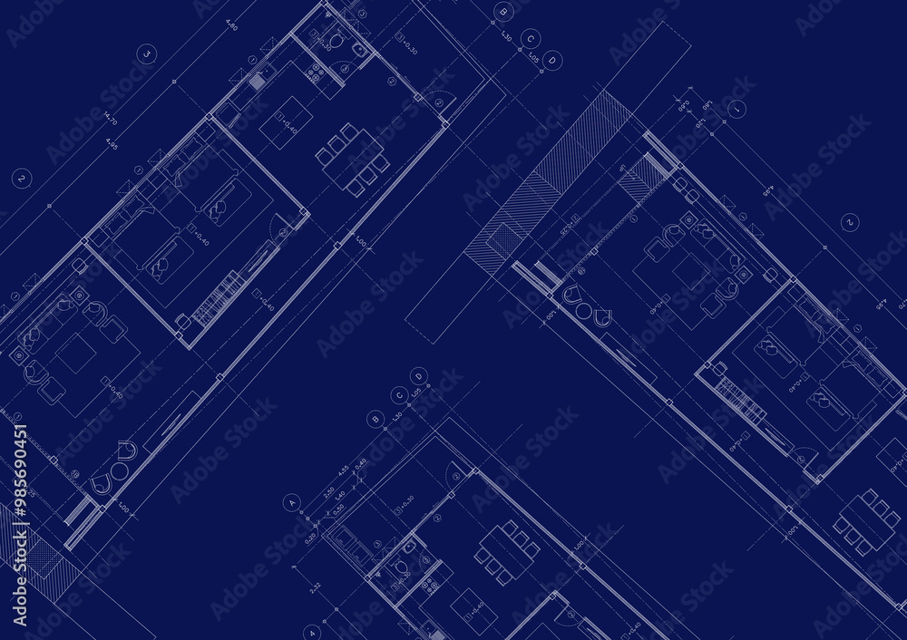 Floor plan designed building on the drawing. Floor plan designed building on the drawing.