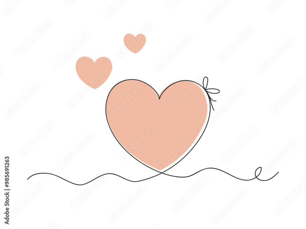 Hearts continuous one line art drawing, valentines day concept, heart love couple outline artistic isolated. Hearts continuous one line art drawing, valentines day concept, heart love couple outline artistic isolated.