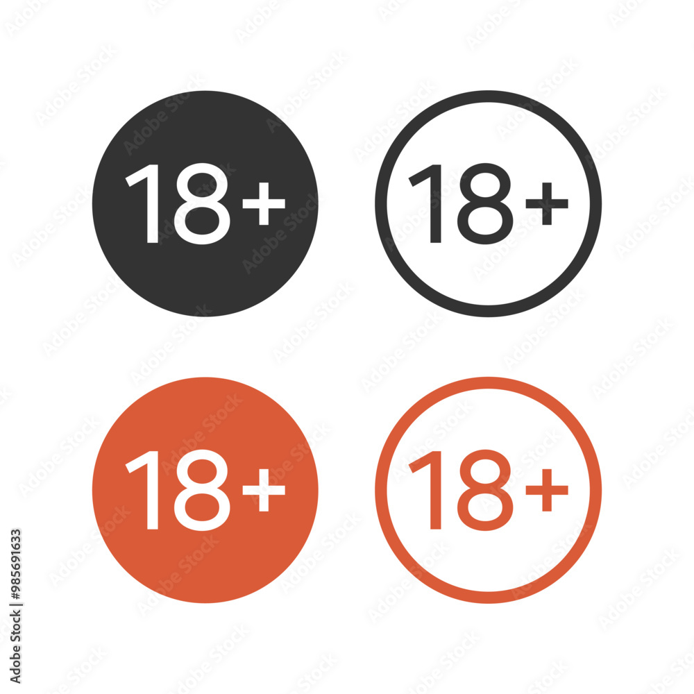 Eighteen plus icon in flat style isolated vector illustration. Eighteen plus icon in flat style isolated vector illustration.