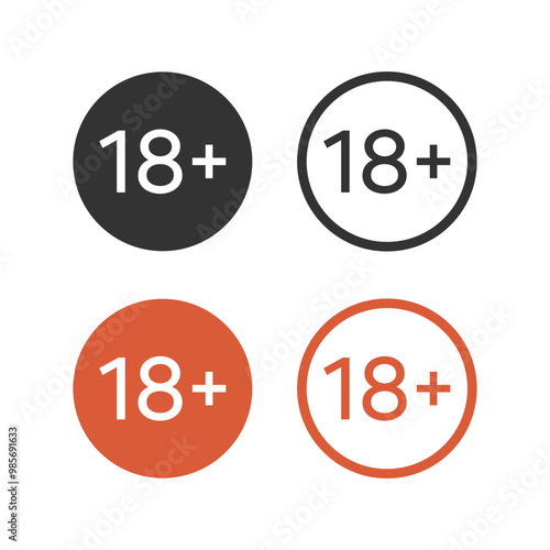 Eighteen plus icon in flat style isolated vector illustration.