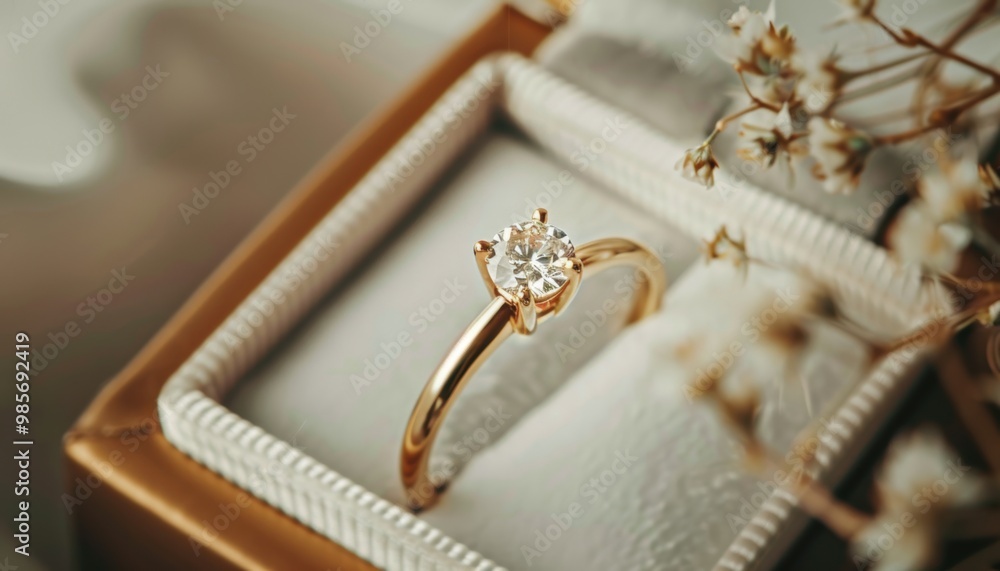 Diamond Ring in Box. Diamond Ring in Box.