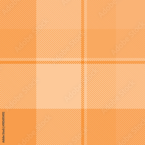 Orange tartan plaid fabric seamless pattern of check background tartan with a textile fabric plaid texture. Tartan Scotland seamless plaid pattern vector. Retro background fabric.