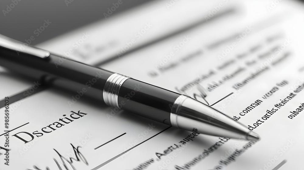 Formal Business Contract with Pen on Desk,Signing Agreement Concept Formal Business Contract with Pen on Desk,Signing Agreement Concept