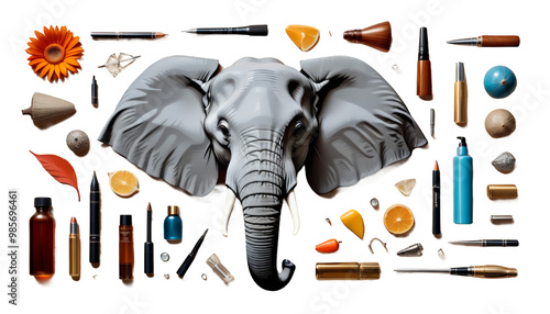  an olated ad elephant elephant head animal trunk white grey africa asian big dangerous eye face mouth giant huge indian isolated large mammal nature nose close corpulent fat power gentle profile