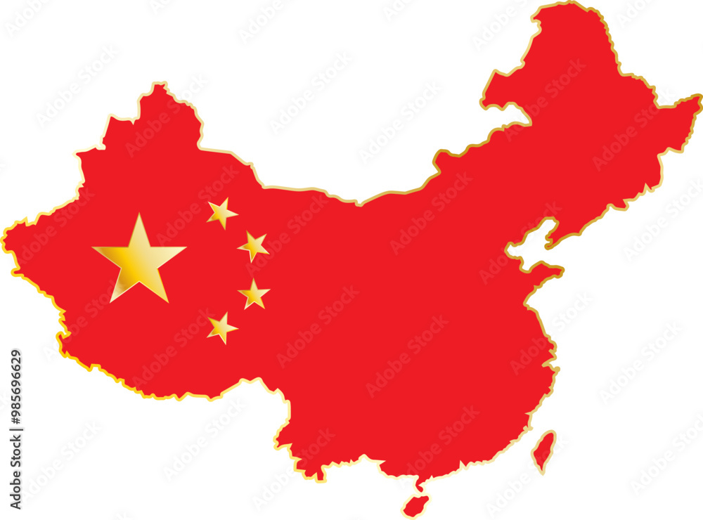 Map of China with flag on White Background. China Day. Vector illustration Map of China with flag on White Background. China Day. Vector illustration