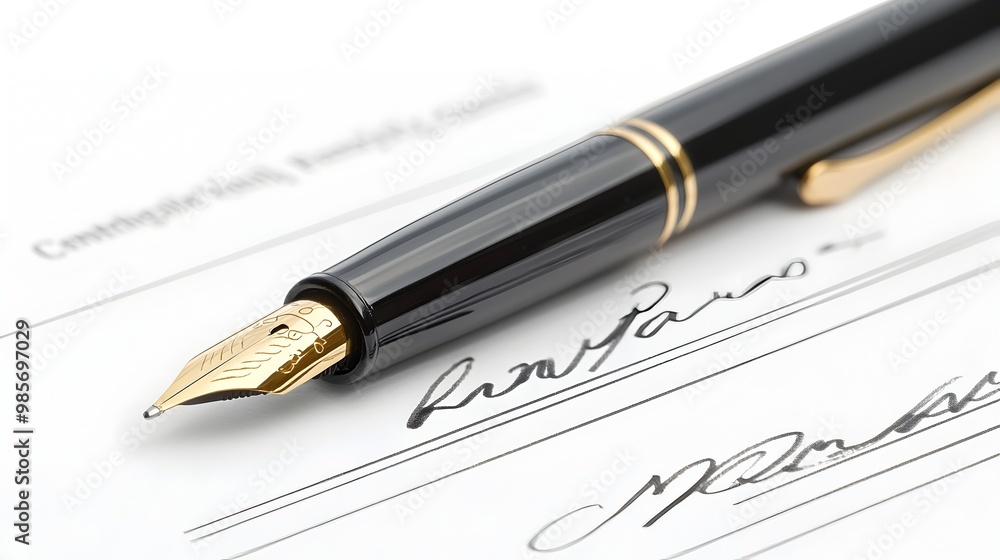 Signed Business Contract on White Background Representing Corporate Deal-Making Signed Business Contract on White Background Representing Corporate Deal-Making