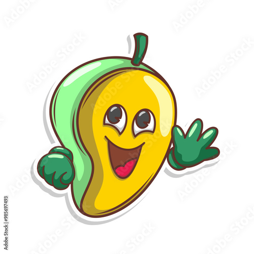 Funny doodle fruit cartoon with cute expression