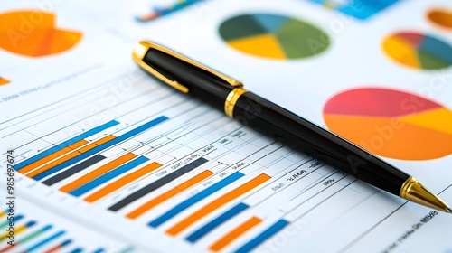 Financial Reports with Charts and Pen on White Background Representing Strategic Business Planning