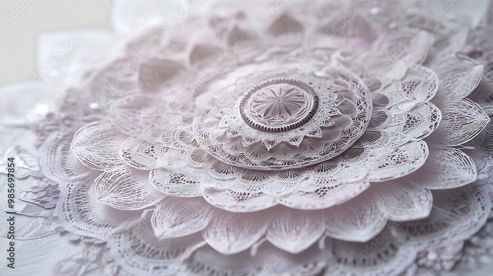 White Papercut Flower Mandala Art Craft Design White Papercut Flower Mandala Art Craft Design