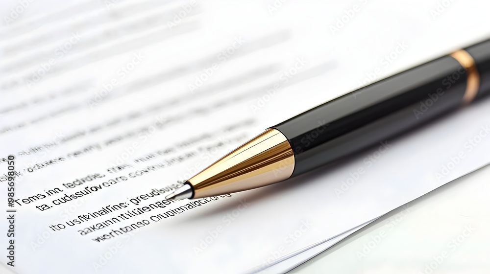 Neatly Placed Business Proposal Document on White with Pen,Strategic Execution Concept Neatly Placed Business Proposal Document on White with Pen,Strategic Execution Concept