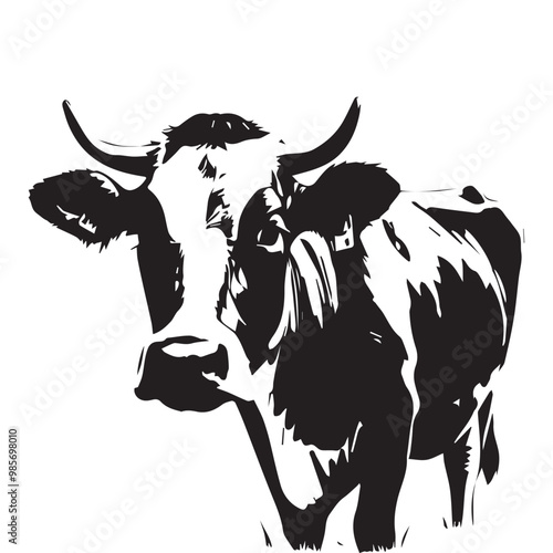 cow Animal logo Isolated Black on White background