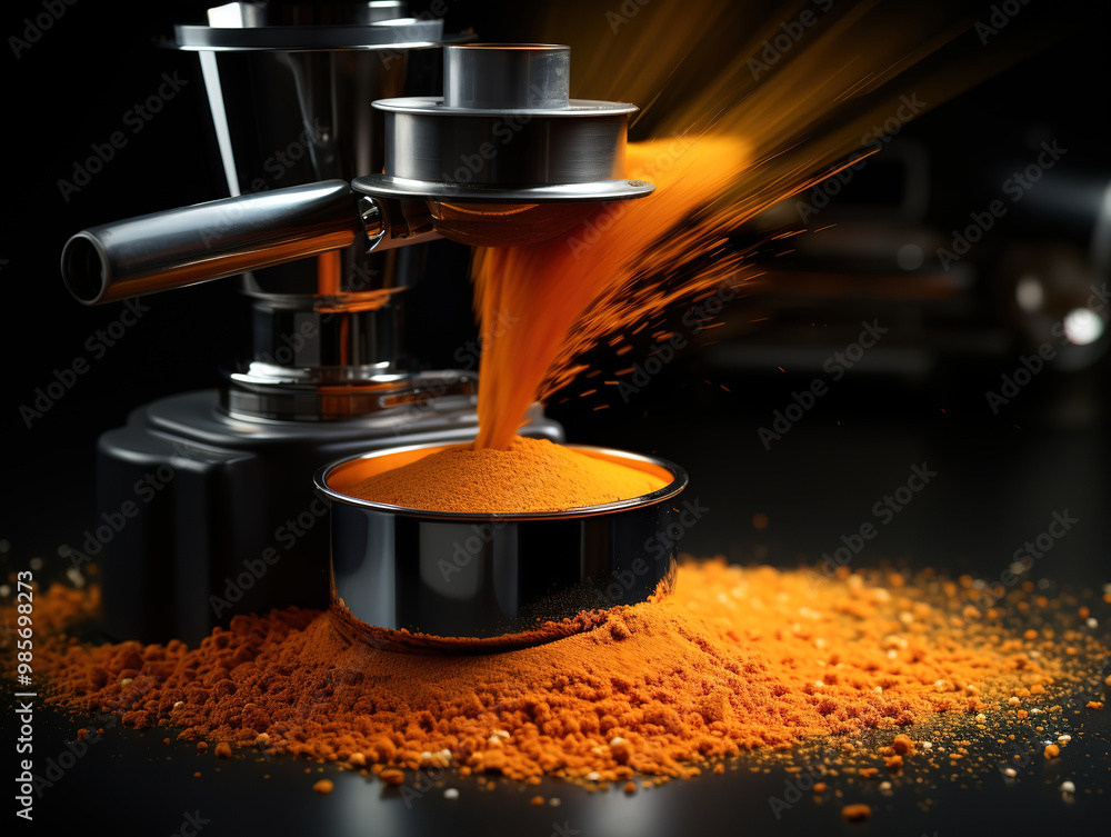 Gorgious Holder filled with ground coffee lies on the table Gorgious Holder filled with ground coffee lies on the table