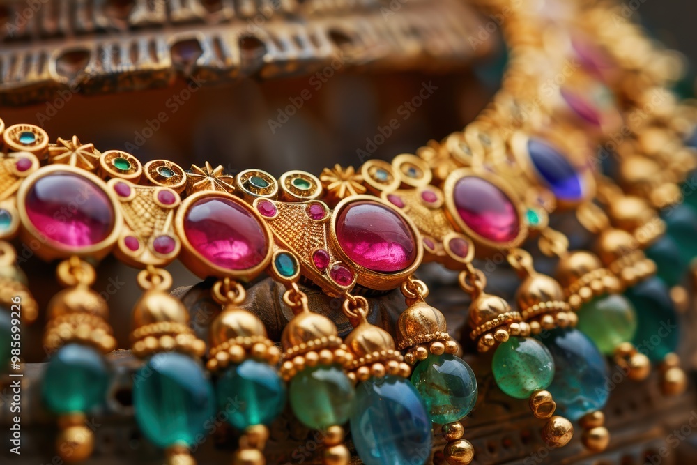 Gold Necklace with Gems. Gold Necklace with Gems.