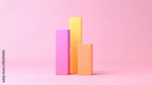 Three colorful bars in a minimalist composition on a pink background. Free Download Three colorful bars in a minimalist composition on a pink background. - GFXLoad