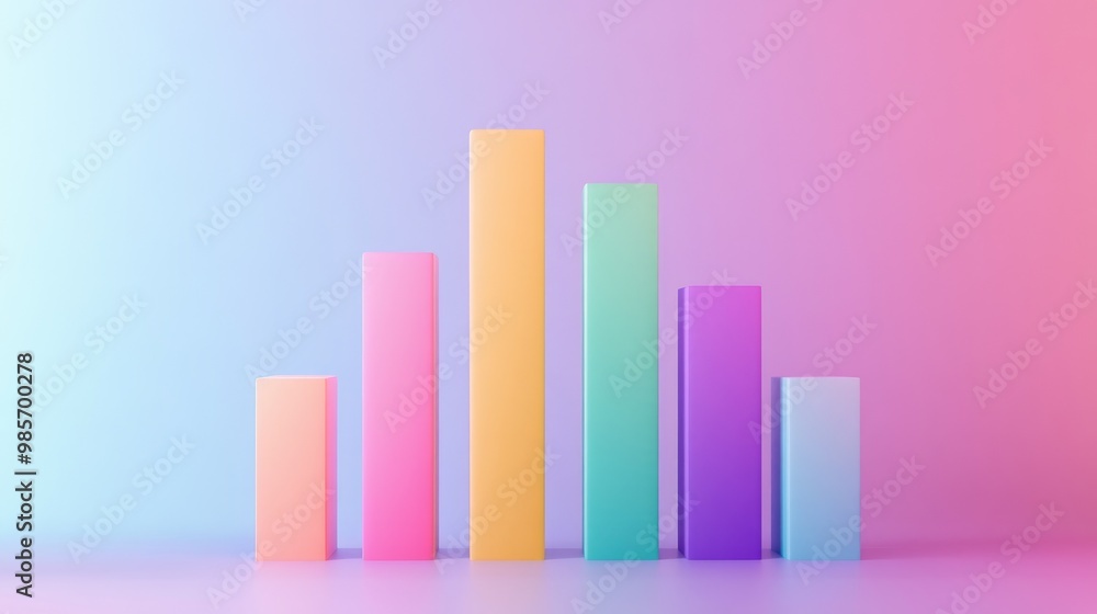 Colorful 3D bar chart on a gradient background. Colorful 3D bar chart on a gradient background.