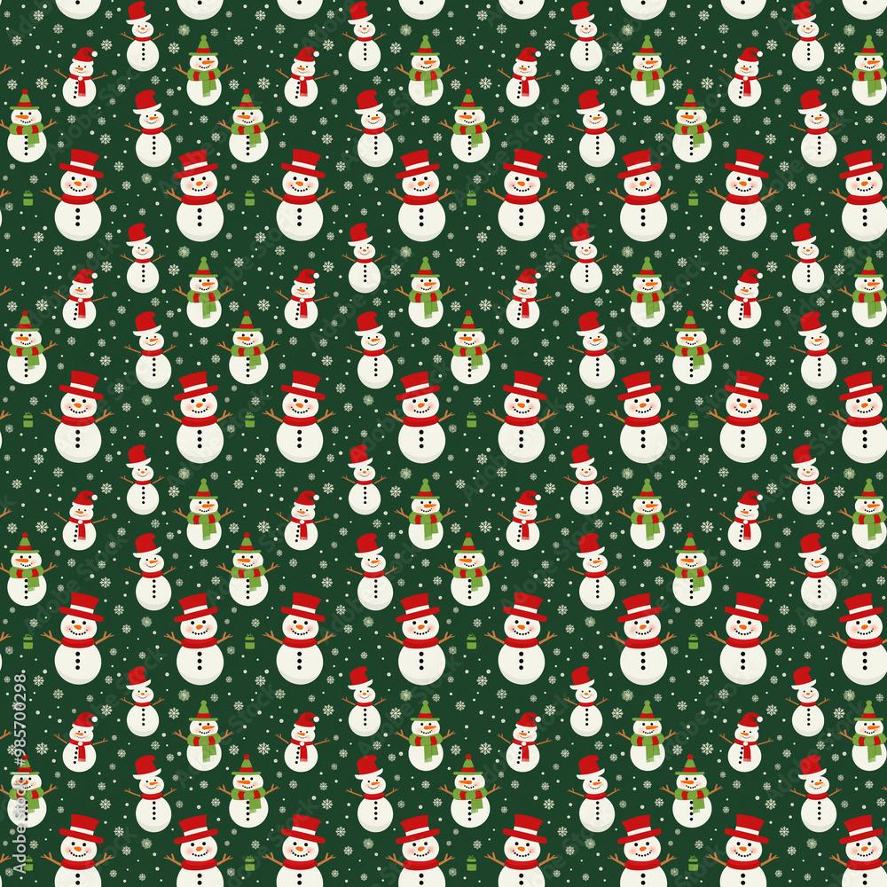Snowman and Snowflake Festive Pattern Snowman and Snowflake Festive Pattern