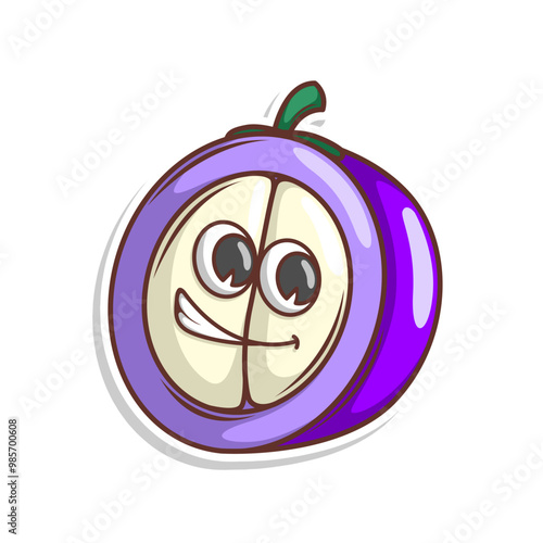 Funny doodle fruit cartoon with cute expression