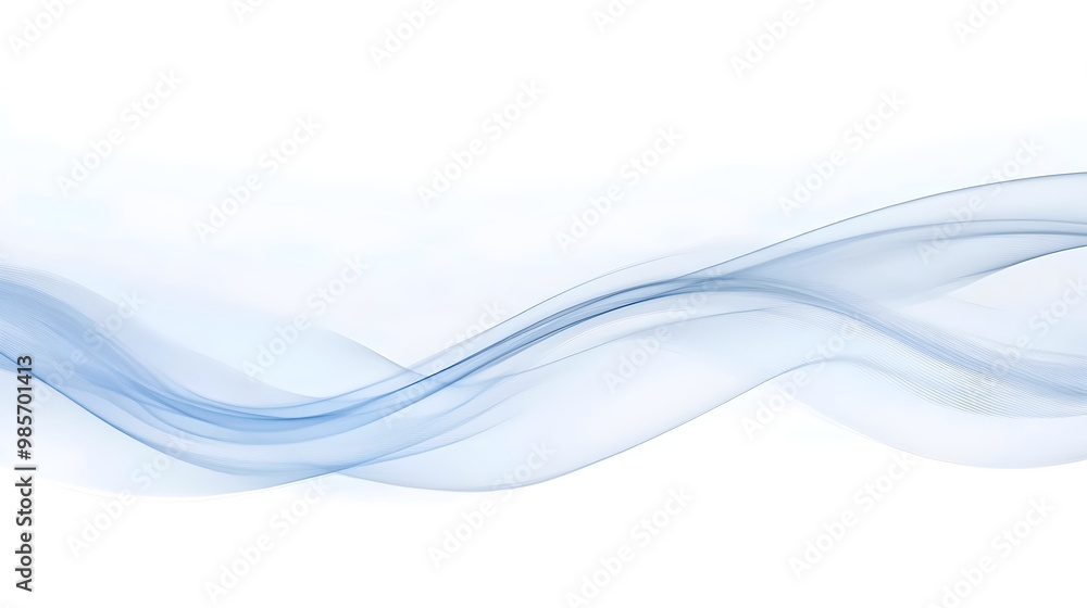 Naklejka premium Abstract blue waves flow on a white background, creating a sense of movement and fluidity.
