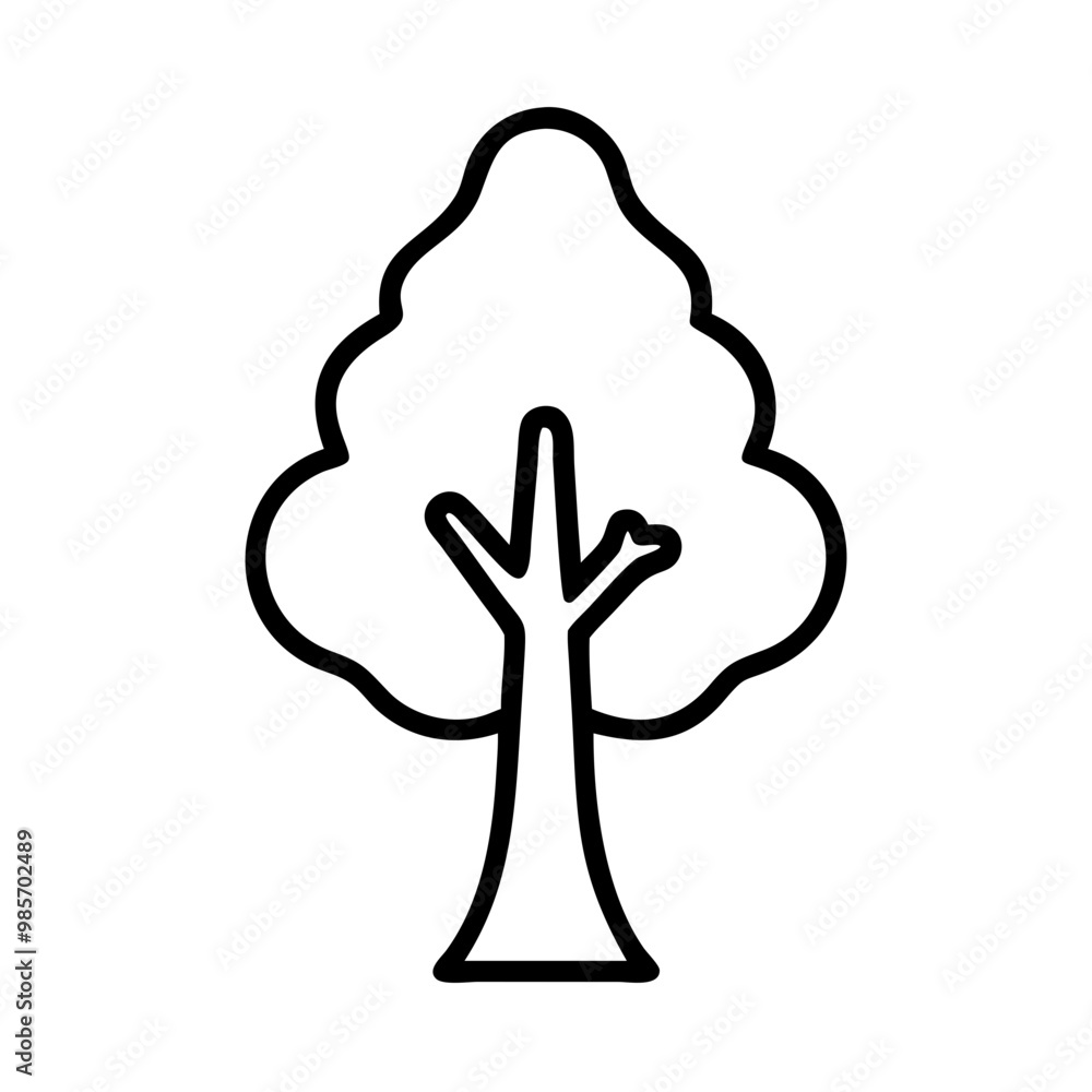 Graphic illustration of a tree with a lush crown Graphic illustration of a tree with a lush crown