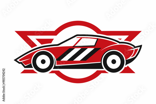 Vector logo for Sport Car, horizontal decorative automotive banners with simple contour illustration of turbo exotic car in moving, art design monochrome concept car on black and white background
