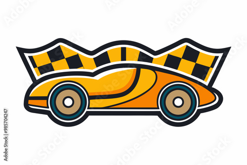 Vector logo for Sport Car, horizontal decorative automotive banners with simple contour illustration of turbo exotic car in moving, art design monochrome concept car on black and white background