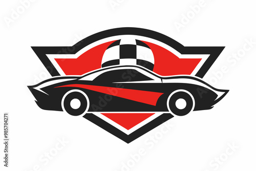 Vector logo for Sport Car, horizontal decorative automotive banners with simple contour illustration of turbo exotic car in moving, art design monochrome concept car on black and white background