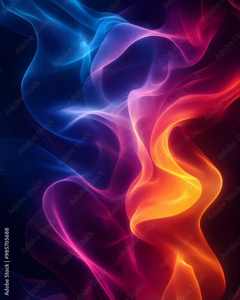 Abstract swirls of blue, pink, and orange light against a dark background create a vibrant and ethereal atmosphere. Abstract swirls of blue, pink, and orange light against a dark background create a vibrant and ethereal atmosphere.