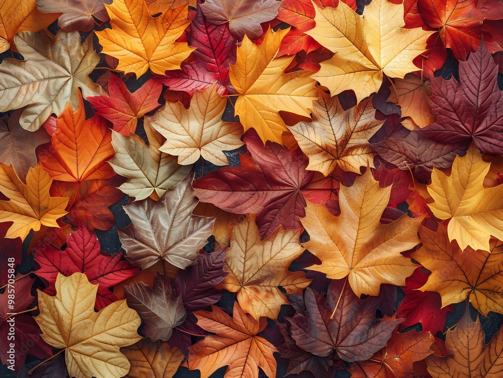 Seamless pattern of autumn leaves in rich warm tones of orange red and brown with fine details Seamless pattern of autumn leaves in rich warm tones of orange red and brown with fine details