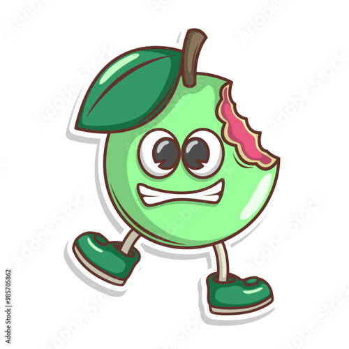 Funny doodle fruit cartoon with cute expression