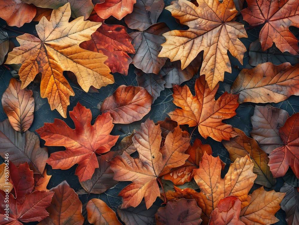Seamless pattern of autumn leaves in rich warm tones of orange red and brown with fine details Seamless pattern of autumn leaves in rich warm tones of orange red and brown with fine details