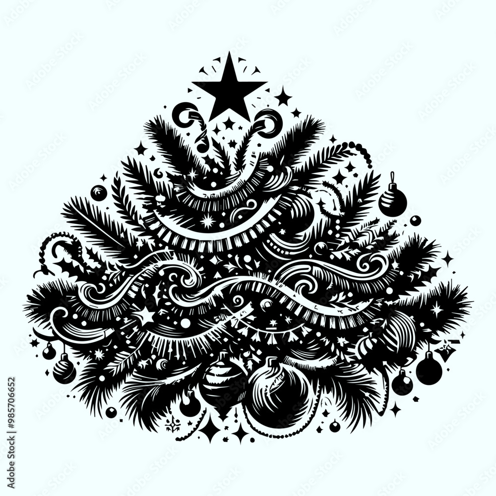 Christmas Tinsel Silhouette Vector Illustration Christmas Tinsel Silhouette Vector Illustration