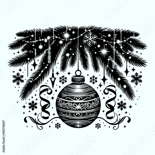 Christmas Tinsel Silhouette Vector Illustration