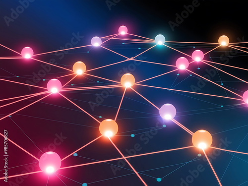 Abstract Technology Network with Glowing Nodes and Lines