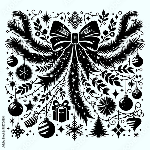 Christmas Tinsel Silhouette Vector Illustration